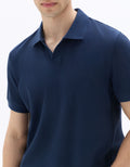 Celio Regular Fit Ribbed Knit 100% Cotton Polo - Navy