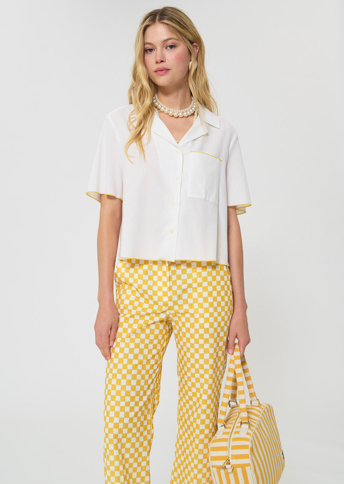 shirt in ecru ribbed cotton