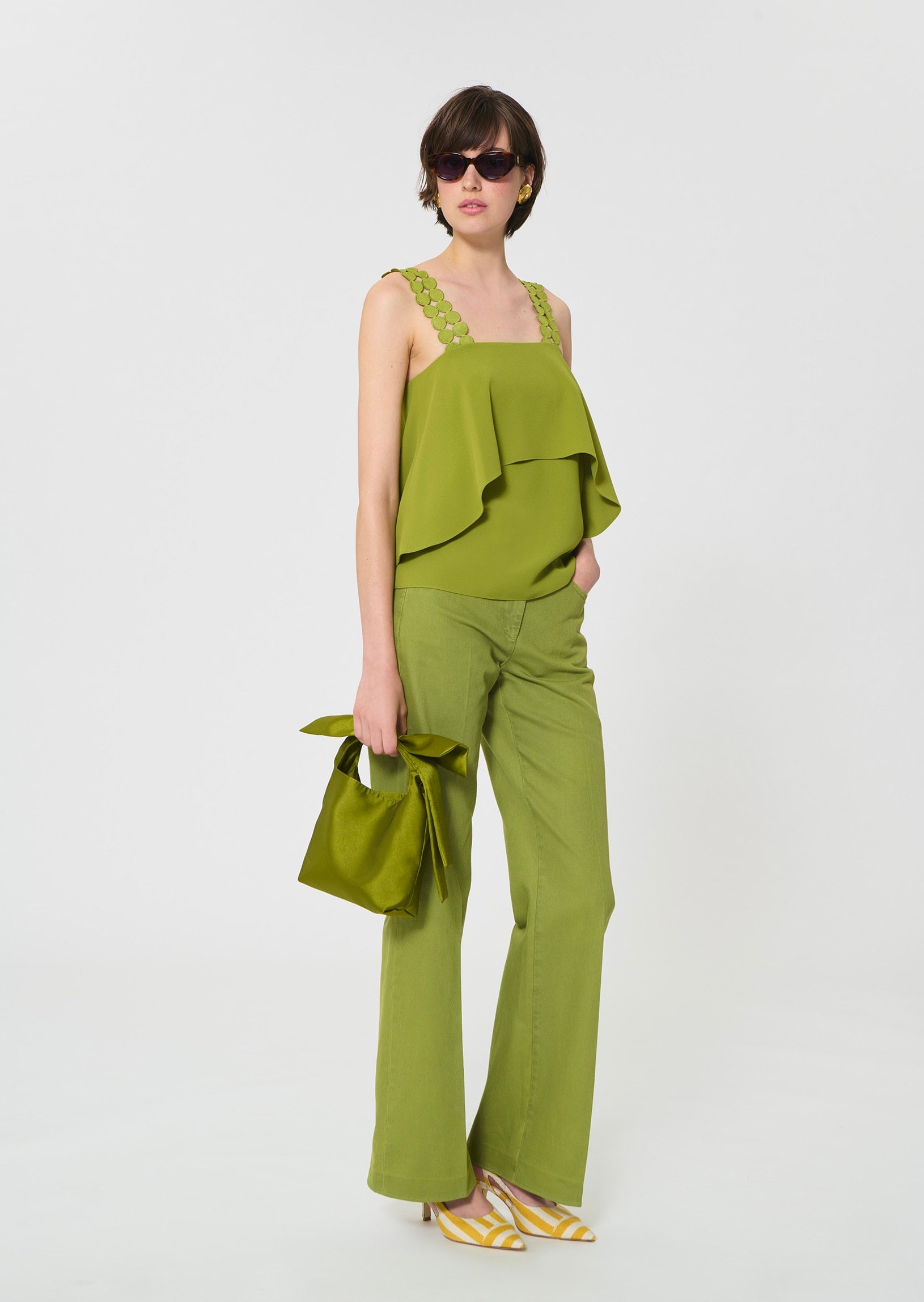 top in yellow fluid crepe