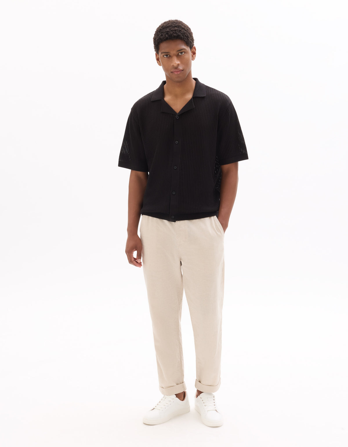 Celio Cotton Short-Sleeved Polo - Black