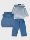 Blue 3Pcs.Infant Tacksuit(Blouse,Cardigan,Pants) for Boys
