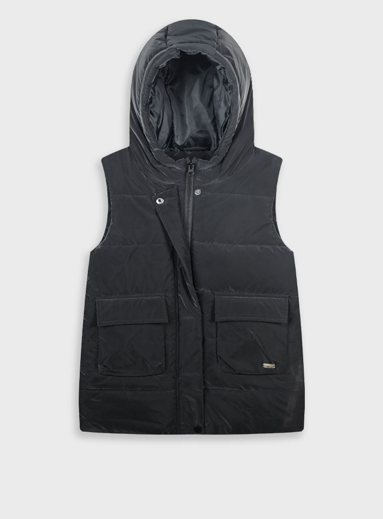 Children's Black Sleevelss Jacket For Girl