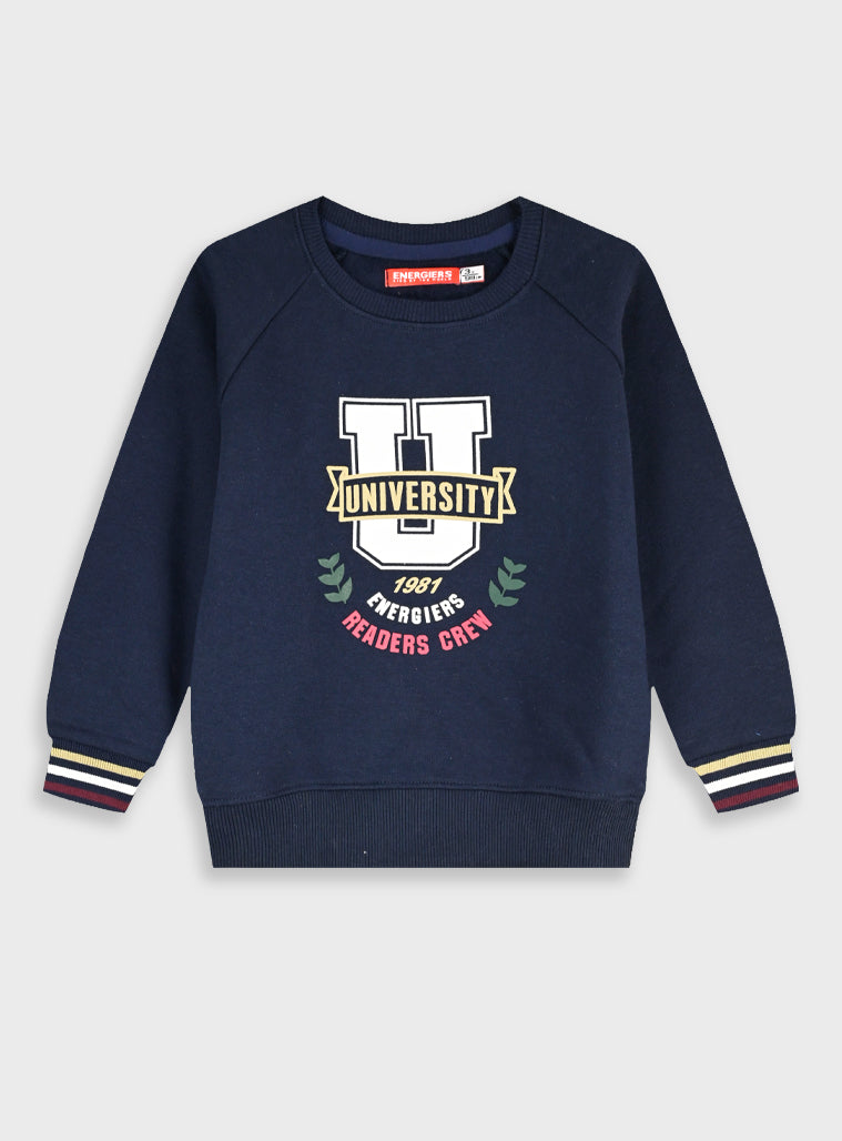 Cotton Blend Boy Blouse Sweatshirt - Navy