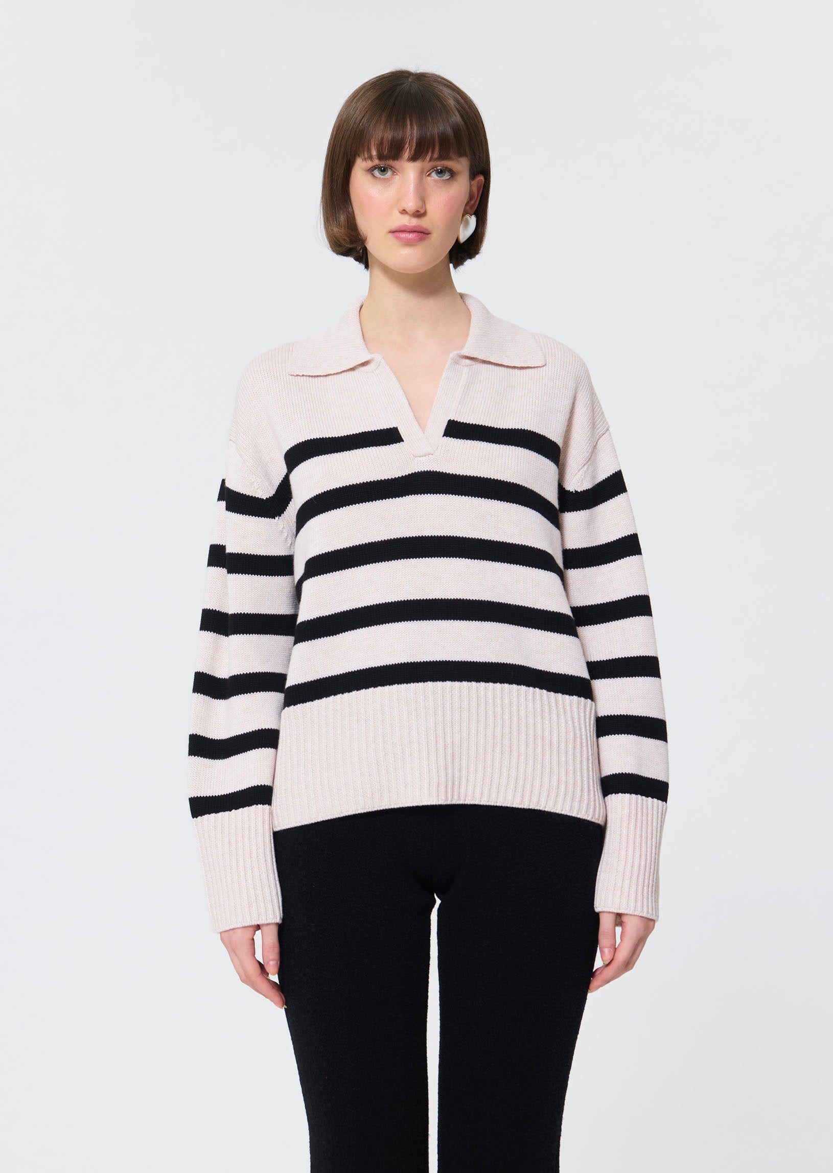 Paola  black ecru oppo sweater for women