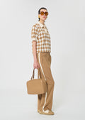 polo in beige jacquard