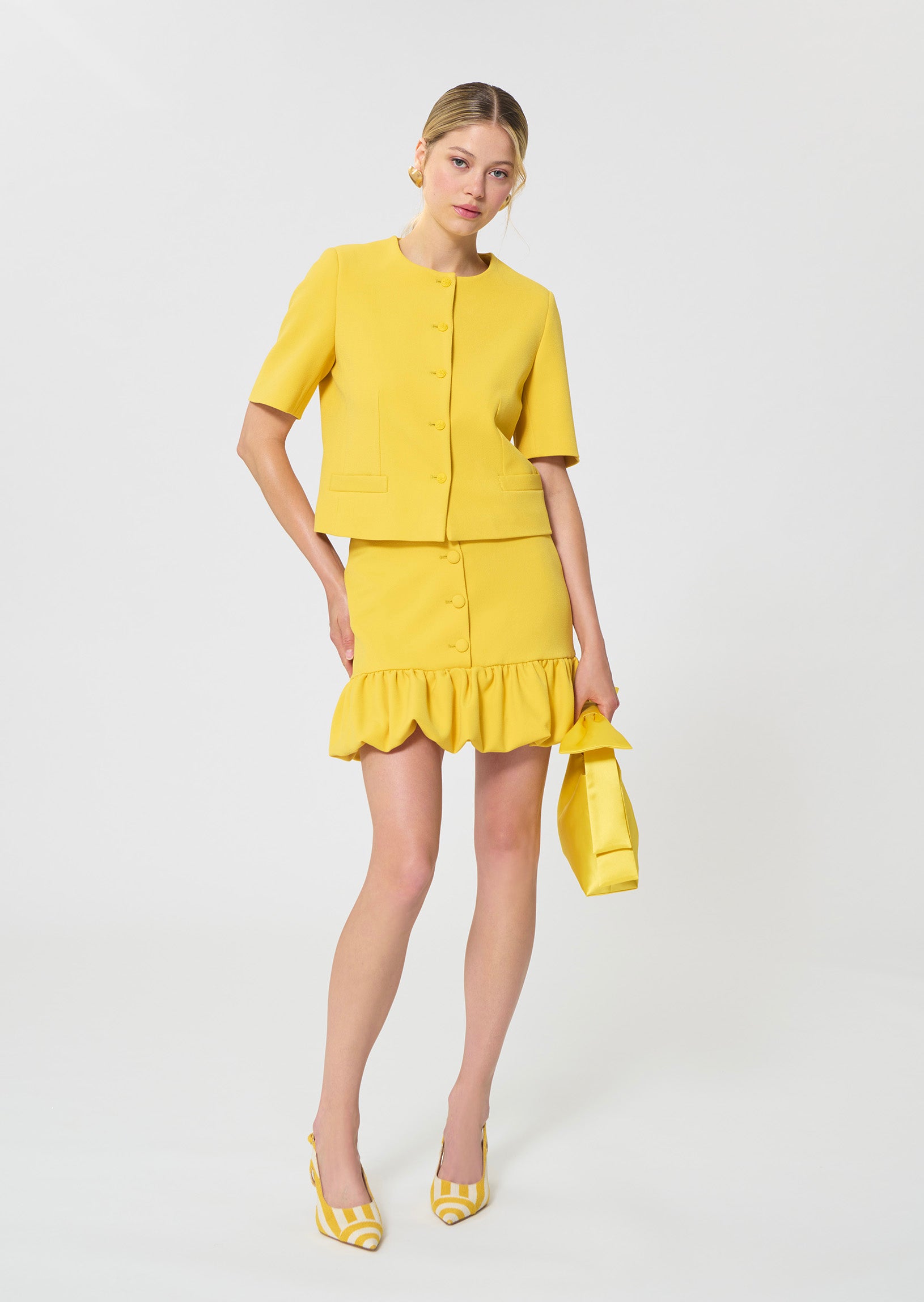 skirt in yellow foamy crepe