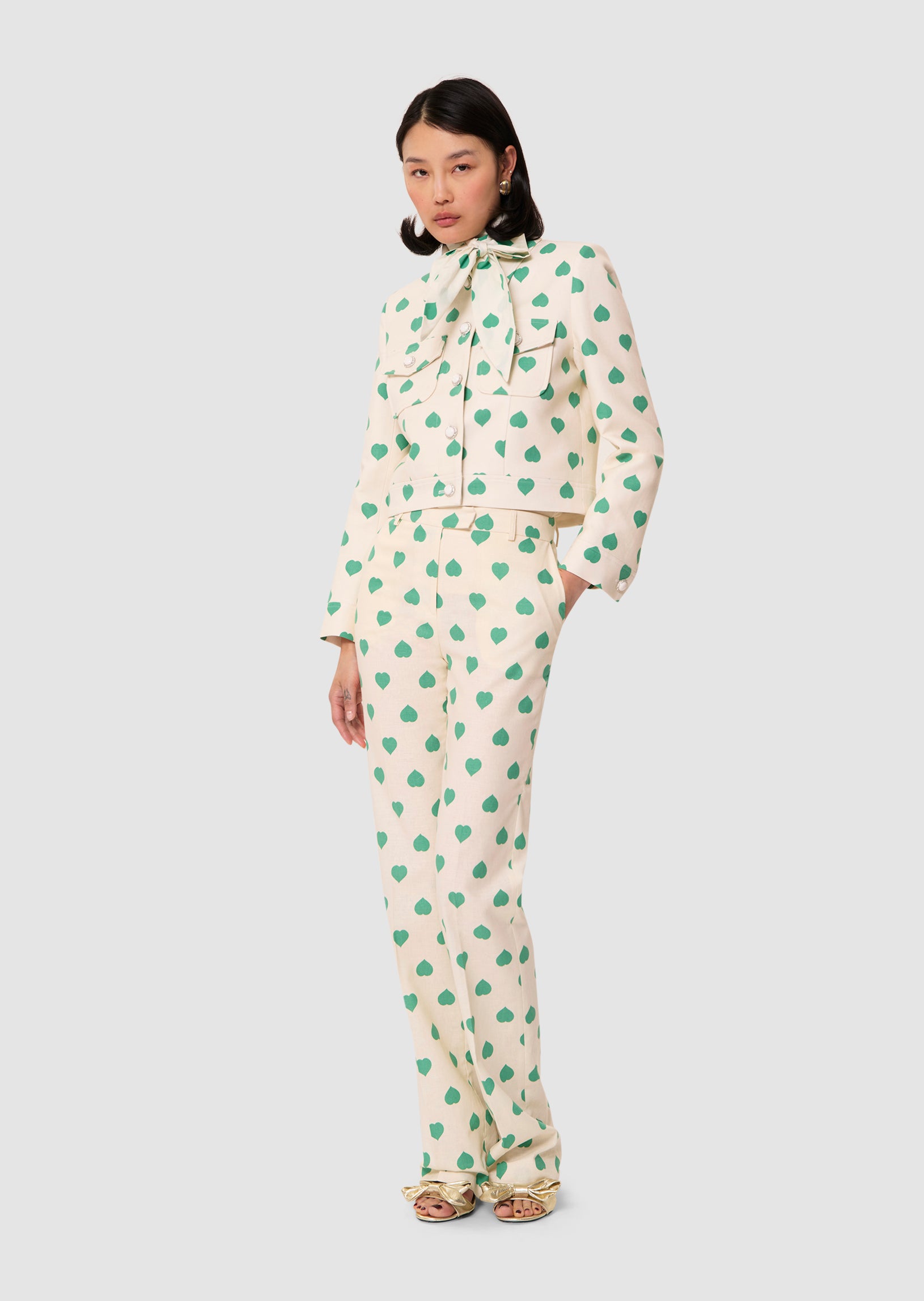Poupee green heart print pants by Tara Jarmon Lebanon