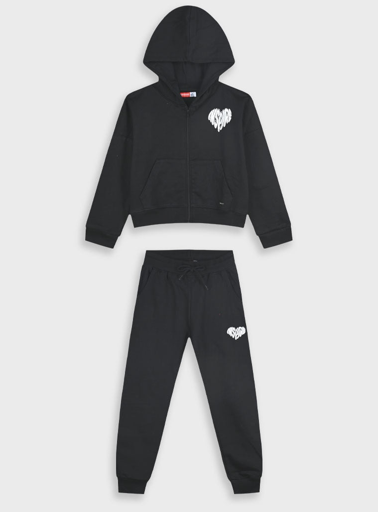 Black Tracksuit(Cardigan,Trousers) for Girls