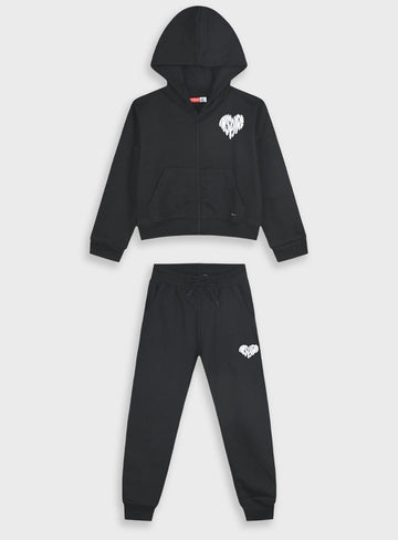 Black Tracksuit(Cardigan,Trousers) for Girls
