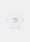 T-shirt in white embroidered cotton clover