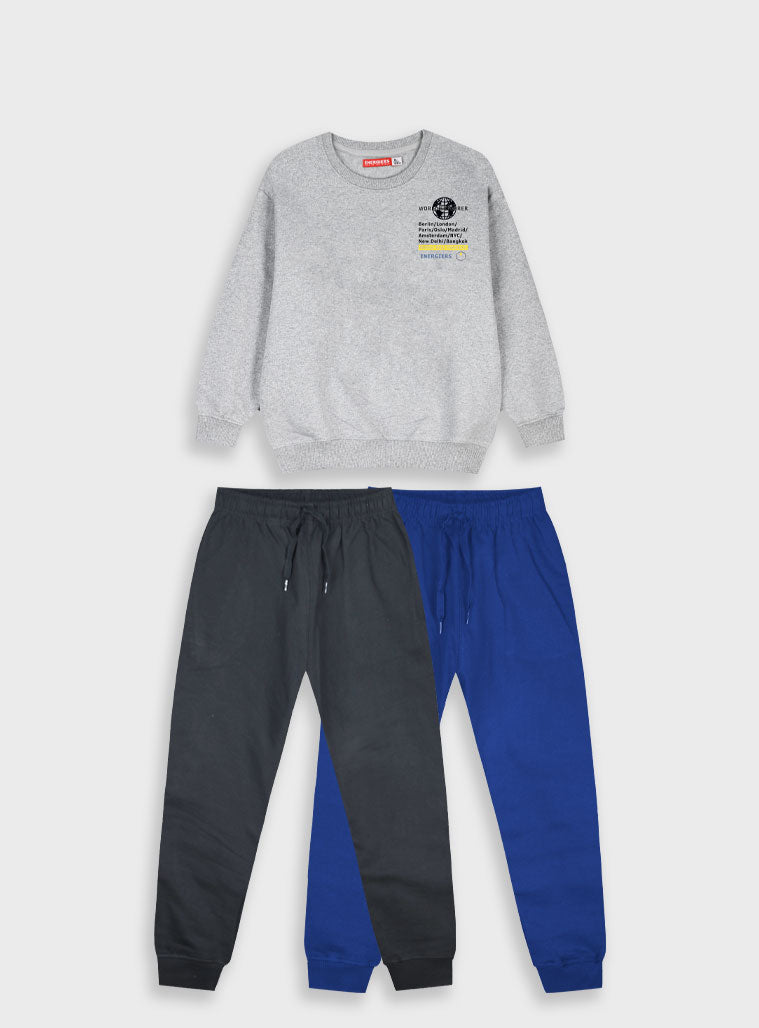 Grey 3 Pcs.Tracksuit(Blouse,Trousers) for Boys