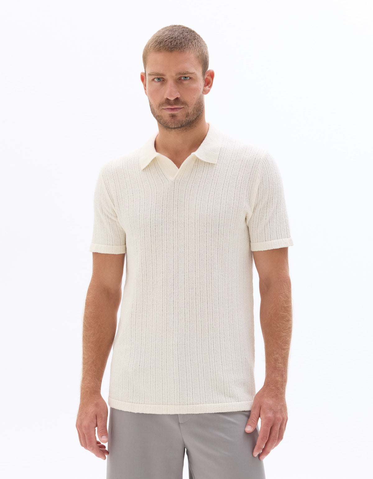 Celio Cotton Blend Short-Sleeved Polo - White