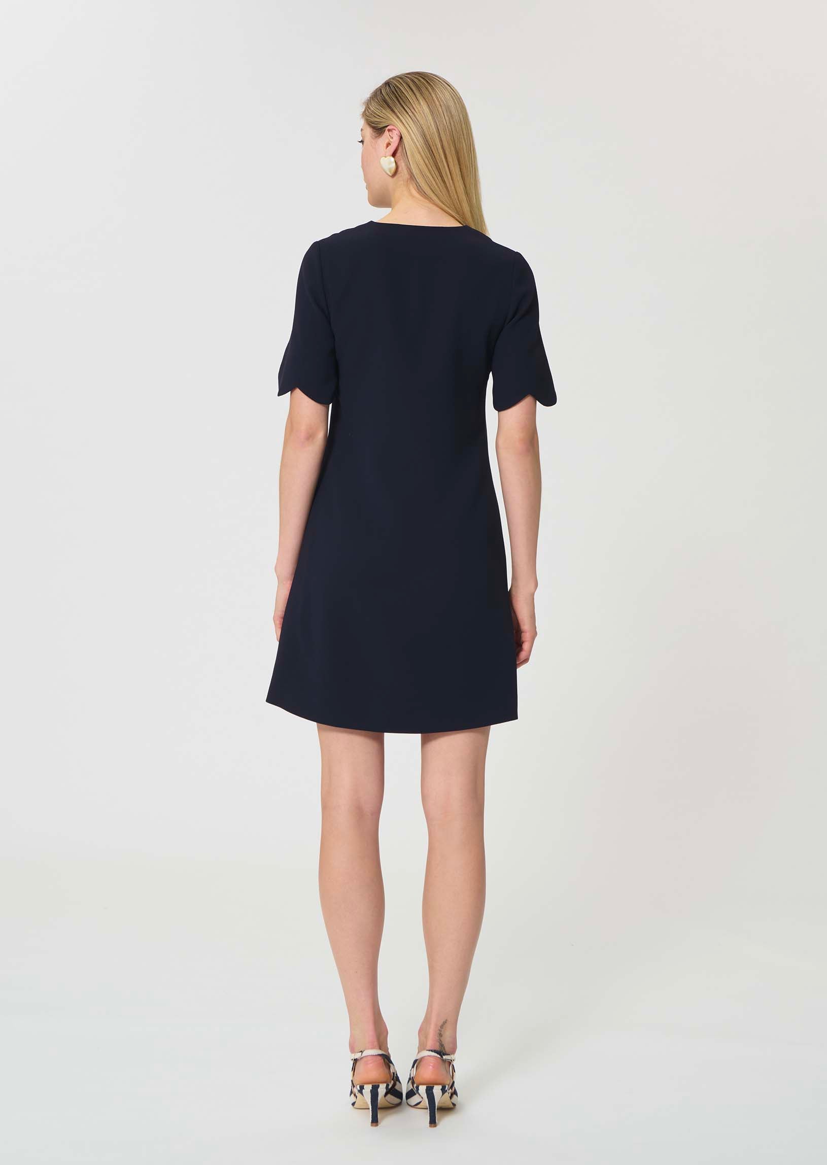 dress in midnight blue fluid crepe