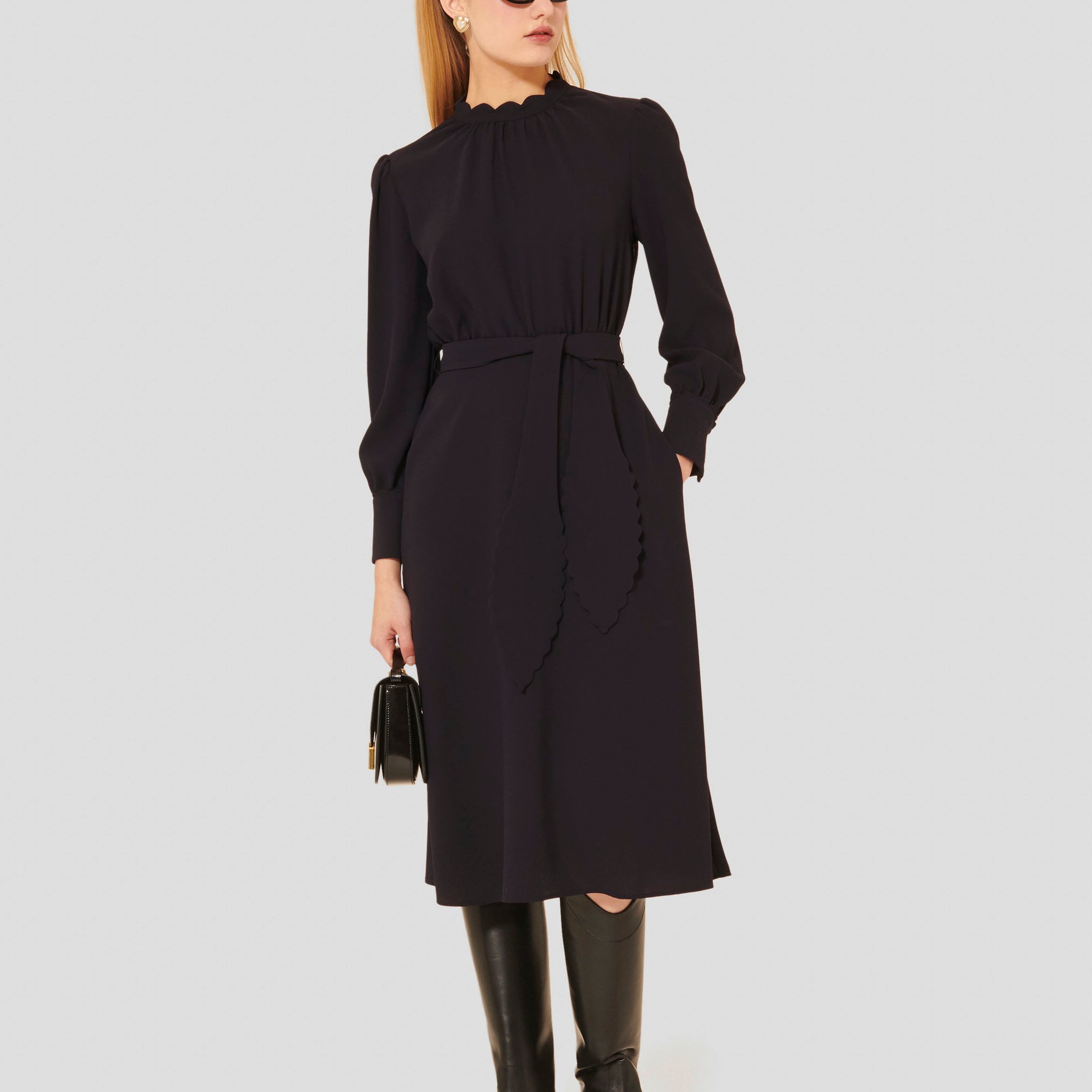 Rowen midnight blue crepe dress by Tara Jarmon Lebanon
