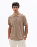 Celio Regular Fit 100% Linen Polo - Beige