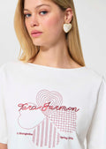 T-shirt in white embroidered cotton clover