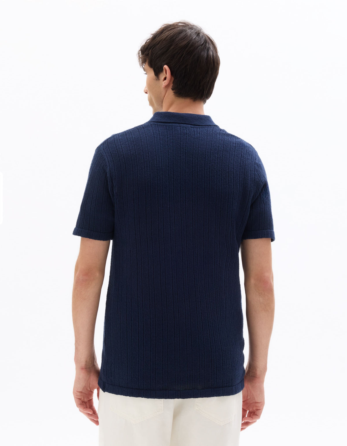Celio Cotton Blend Short-Sleeved Polo - Navy