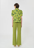 top in dark green floral print