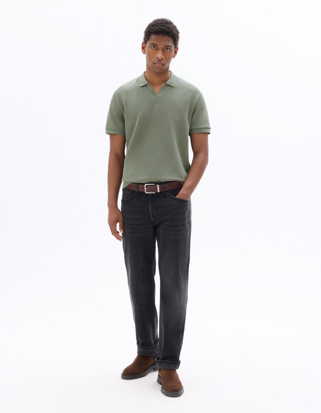 Regular Fit Waffle Knit Polo Celio