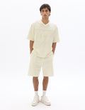 Celio White Oversized V-Neck Interlock T-Shirt with 07 Embroidery - White