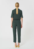 trousers in dark green in fluid crepe