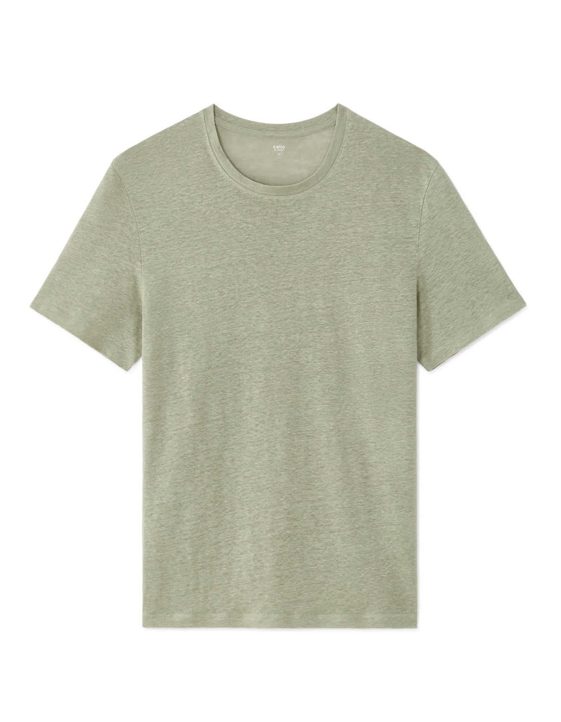Celio Regular Fit Crew Neck 100% Linen T-shirt - Green