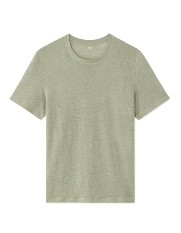 Celio Regular Fit Crew Neck 100% Linen T-shirt - Green