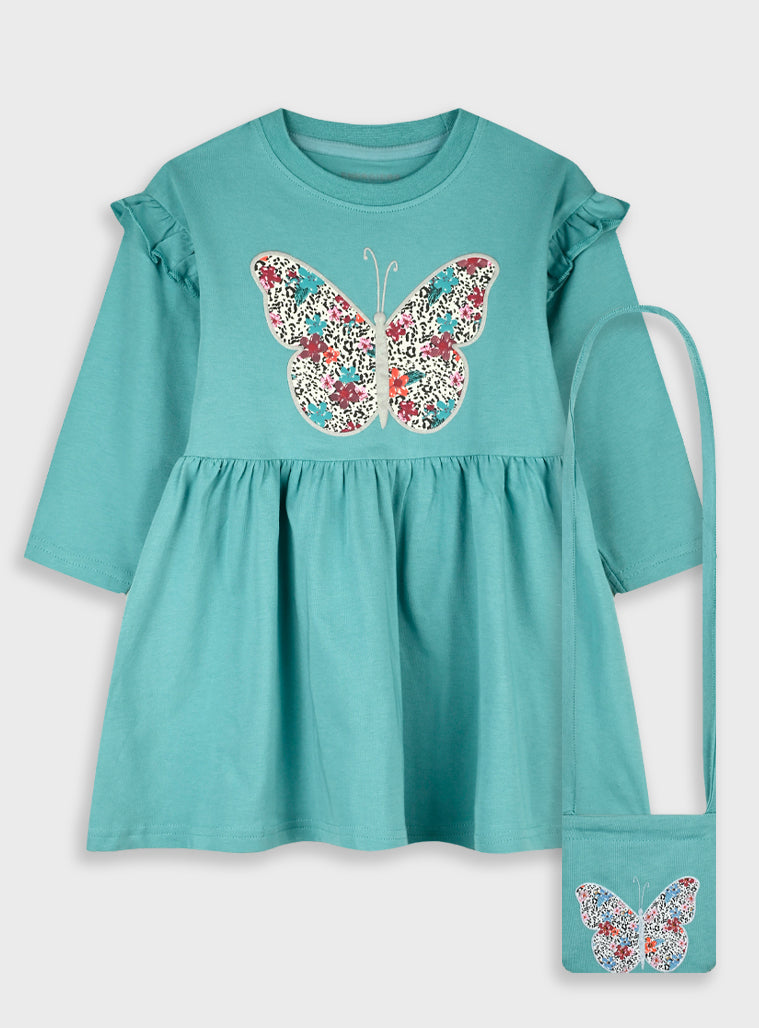 Cotton Girl Dress - Ice Green