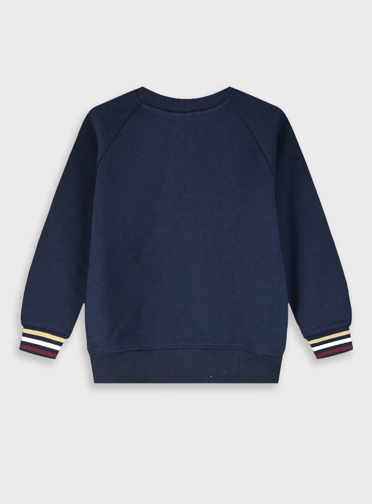 Cotton Blend Boy Blouse Sweatshirt - Navy