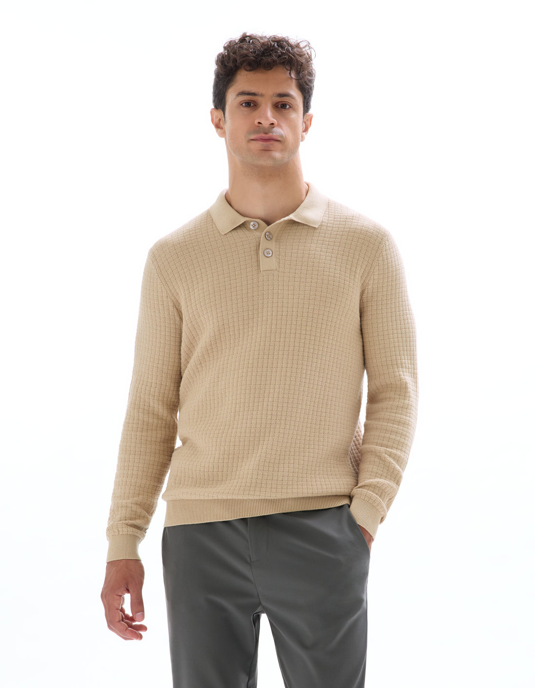 Beige Humus Crew Neck Jumper - Celio Lebanon