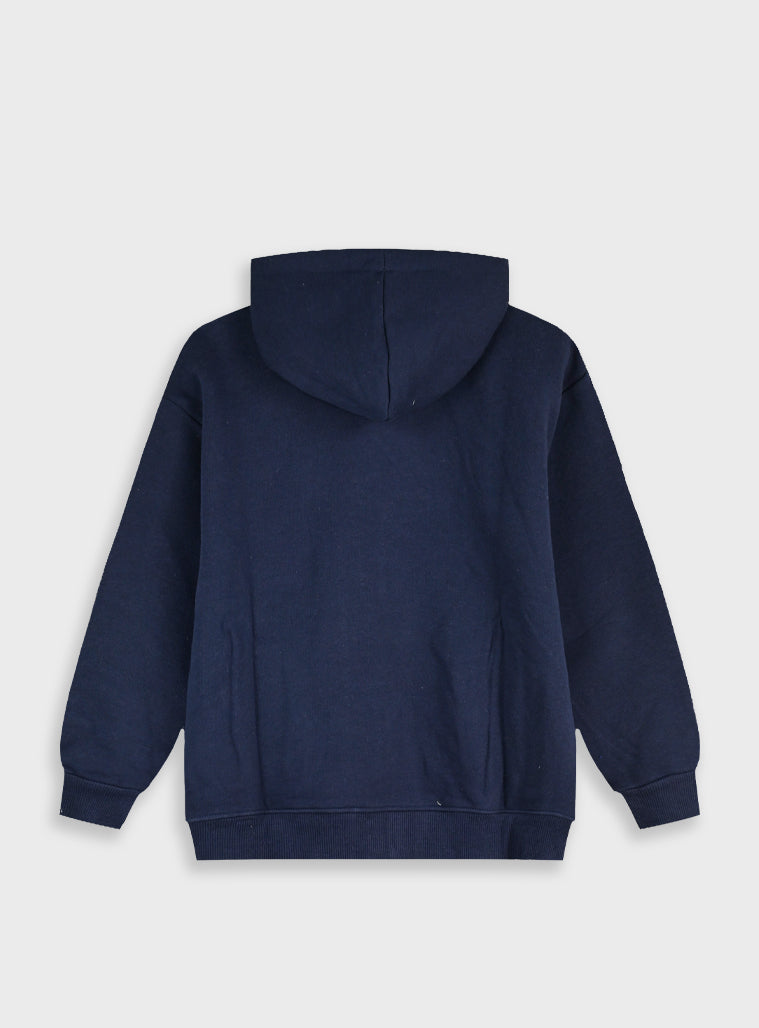 Cotton Blend Boy Cardigan - Navy