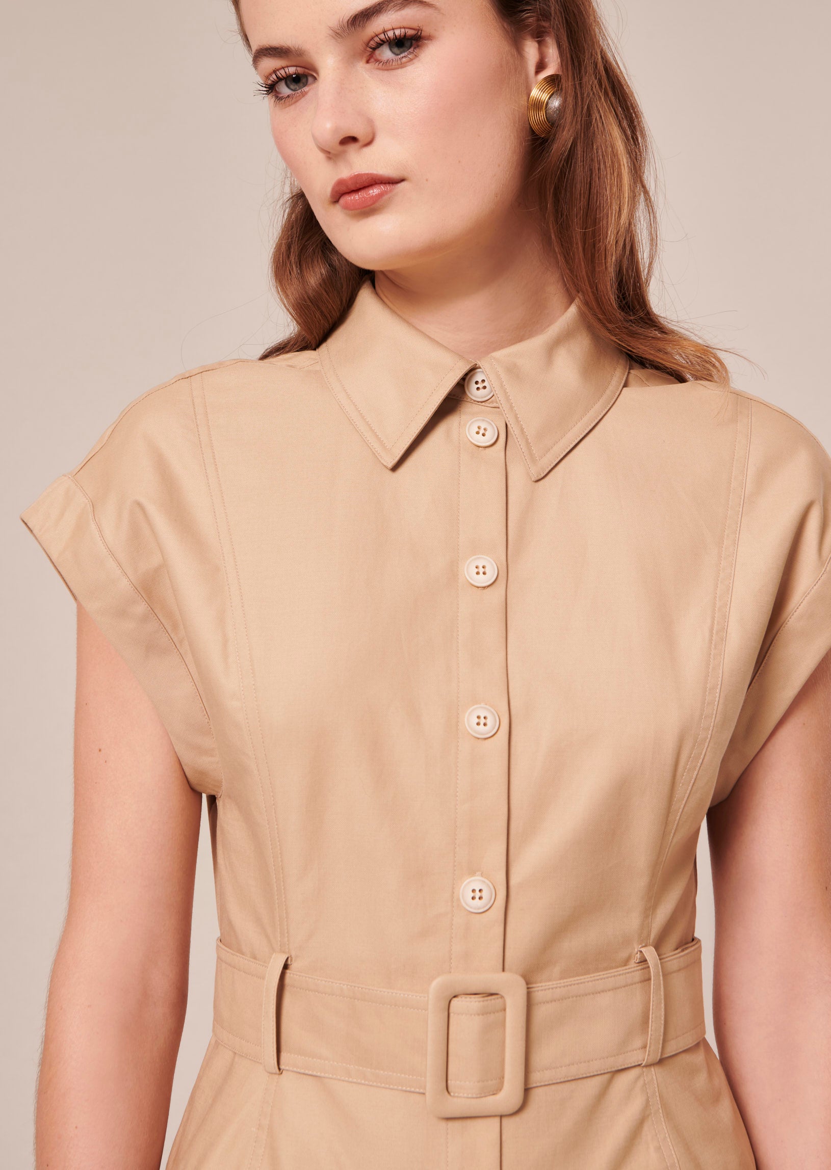 Rajah beige cotton dress by Tara Jarmon Lebanon