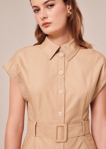 Rajah beige cotton dress by Tara Jarmon Lebanon