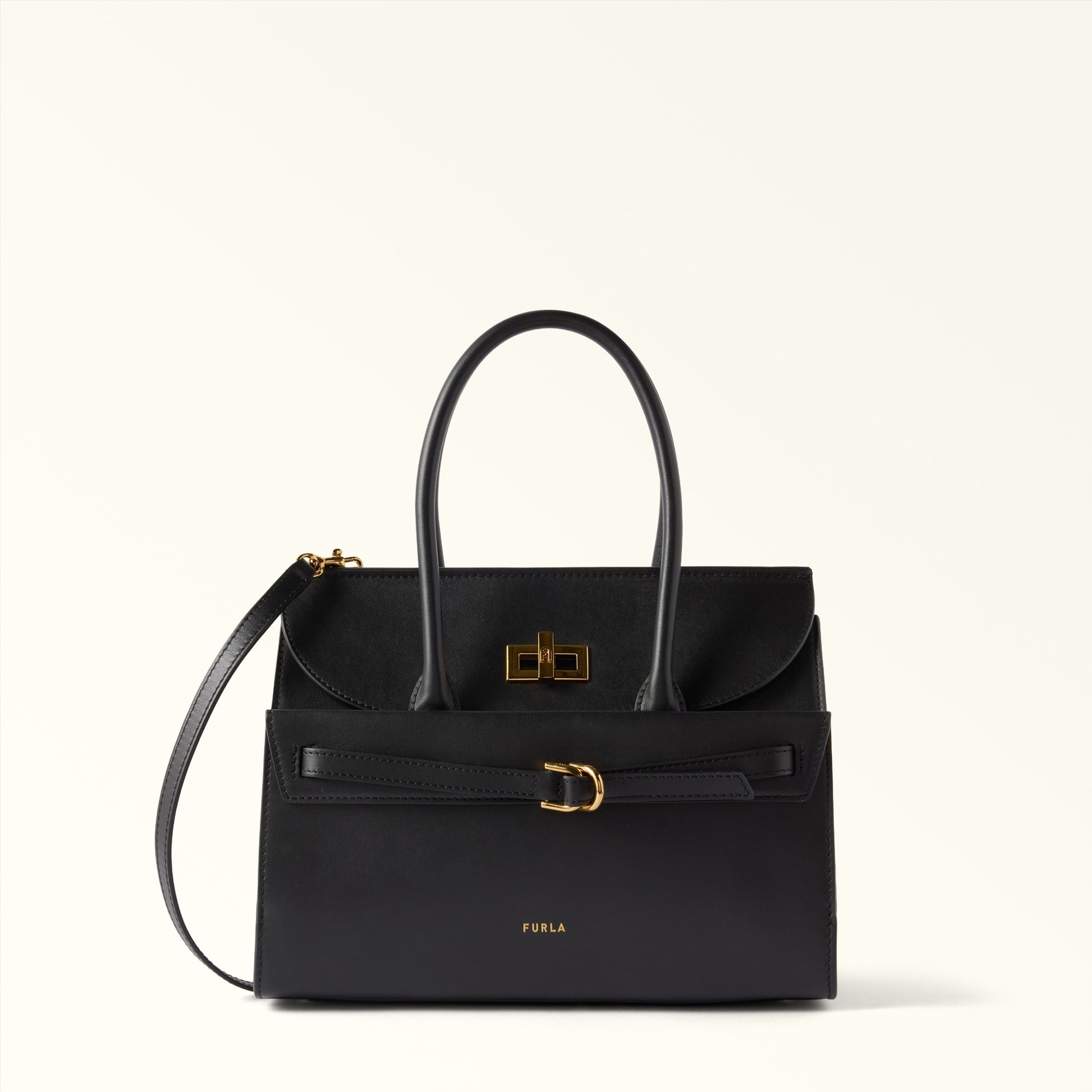 Furla Greta M Top Handle in Black - Bags 