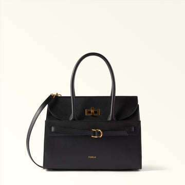 Furla Greta M Top Handle in Black - Bags 