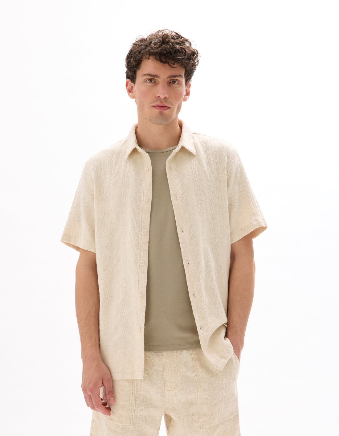 Ecru Short Sleeves Shirt - Celio Lebanon