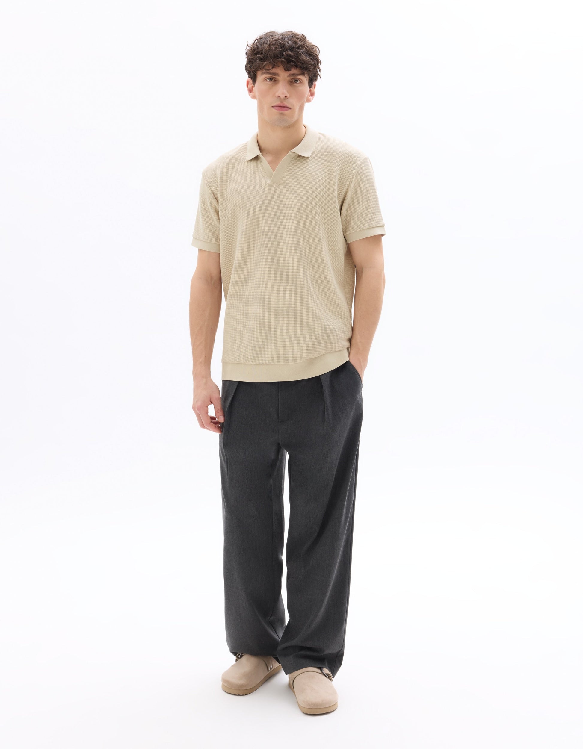 Regular Fit Waffle Knit Polo Celio
