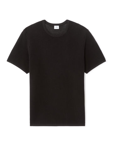 Celio Regular Fit Crew Neck 100% Cotton Pointelle Knit T-shirt - Black