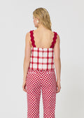 top in red checkered cotton