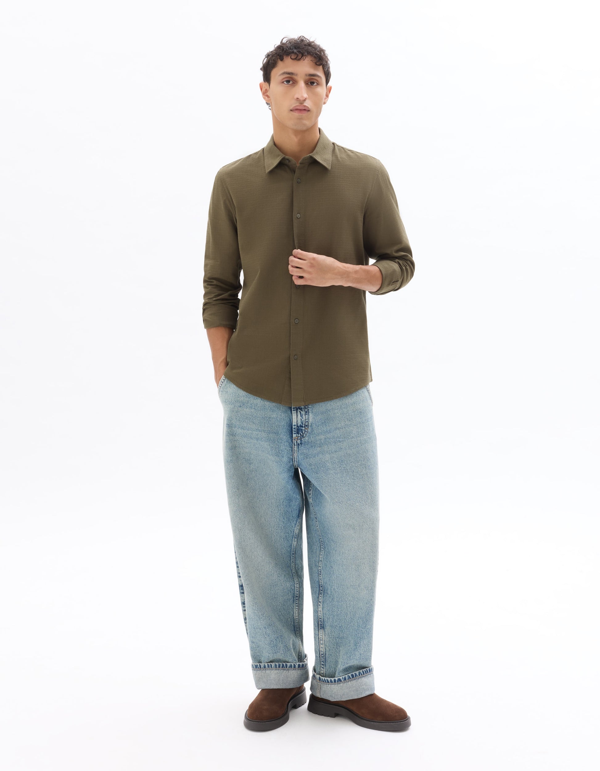 Khaki Long sleeves Shirt for men