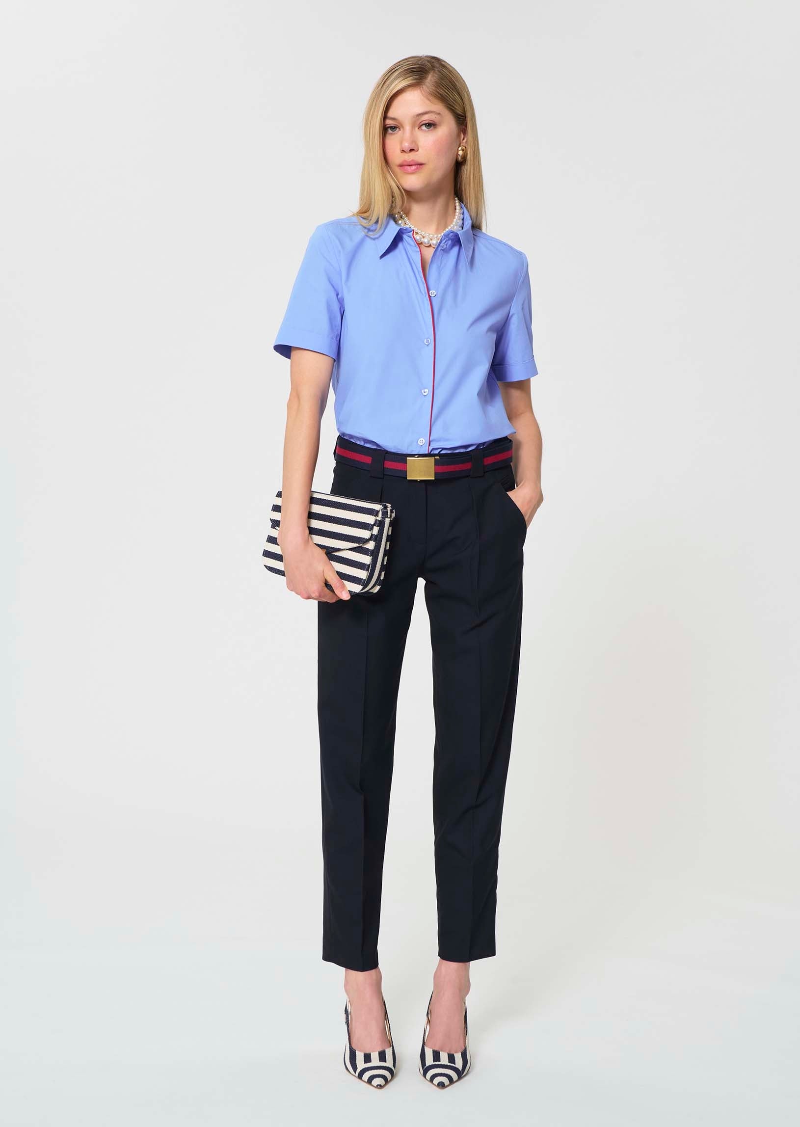 trousers in midnight blue powder-grain canvas
