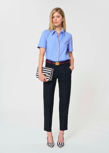 trousers in midnight blue powder-grain canvas