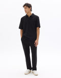 Celio Regular Fit Cuban Collar Terry Polo - Black
