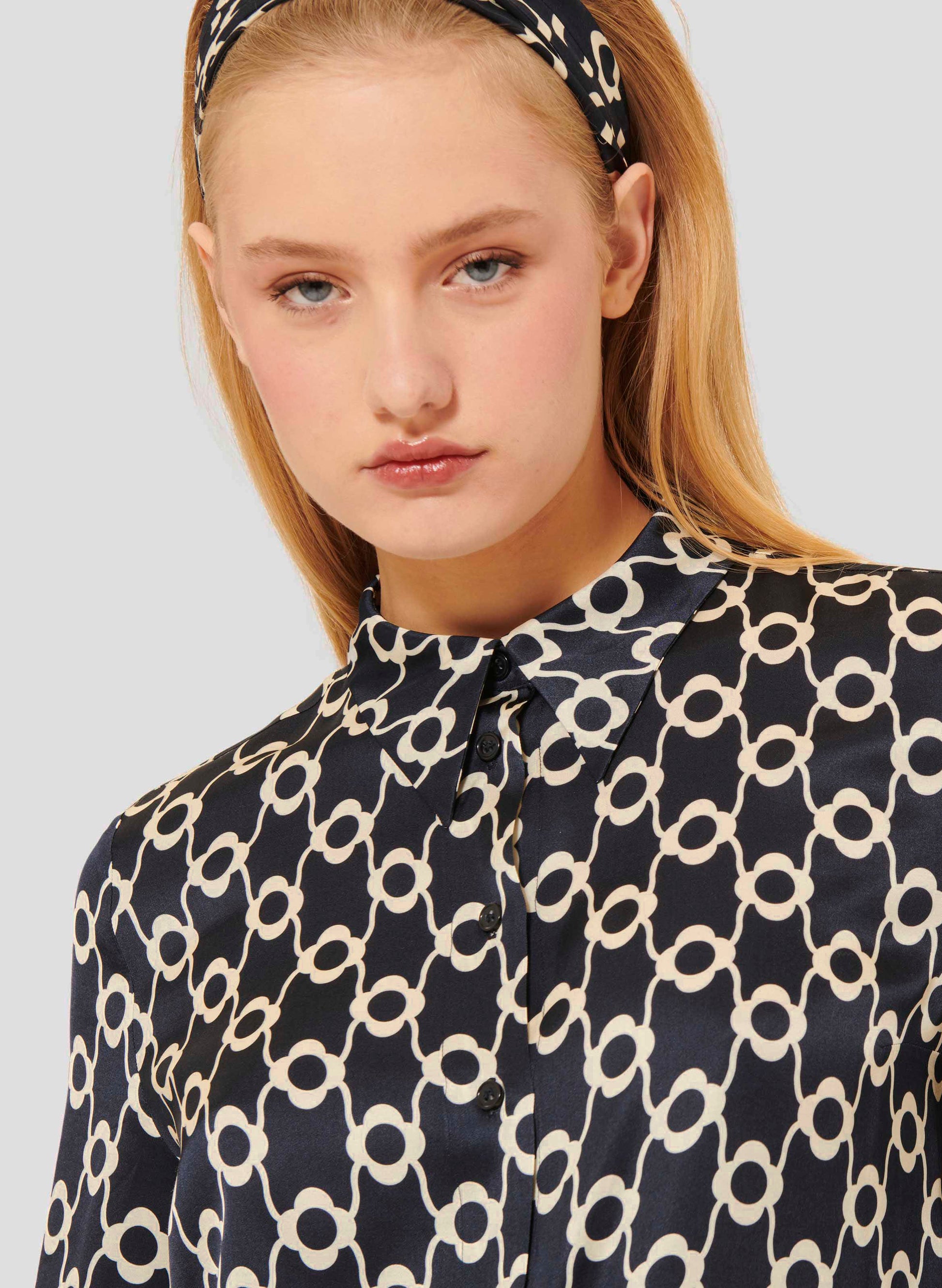 Charlotte Midnight Blue Flower Printed Shirt by Tara Jarmon Lebanon