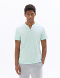Celio Regular Fit Cotton Blend Henley T-shirt - Green