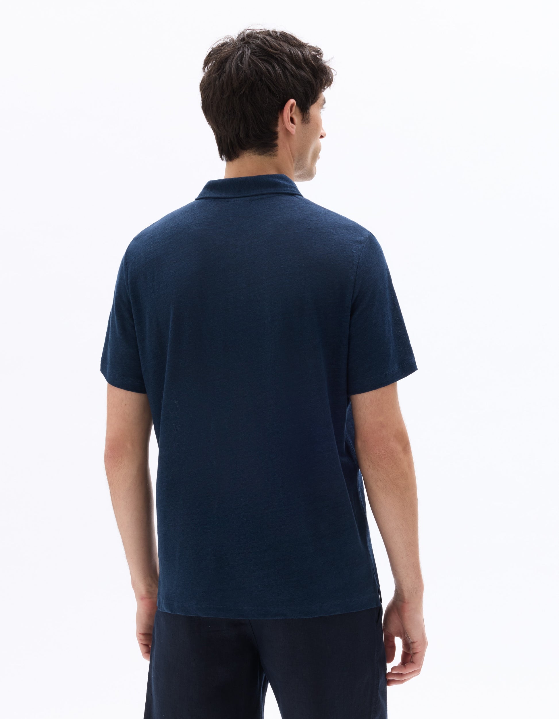 Celio Regular Fit 100% Linen Polo - Navy
