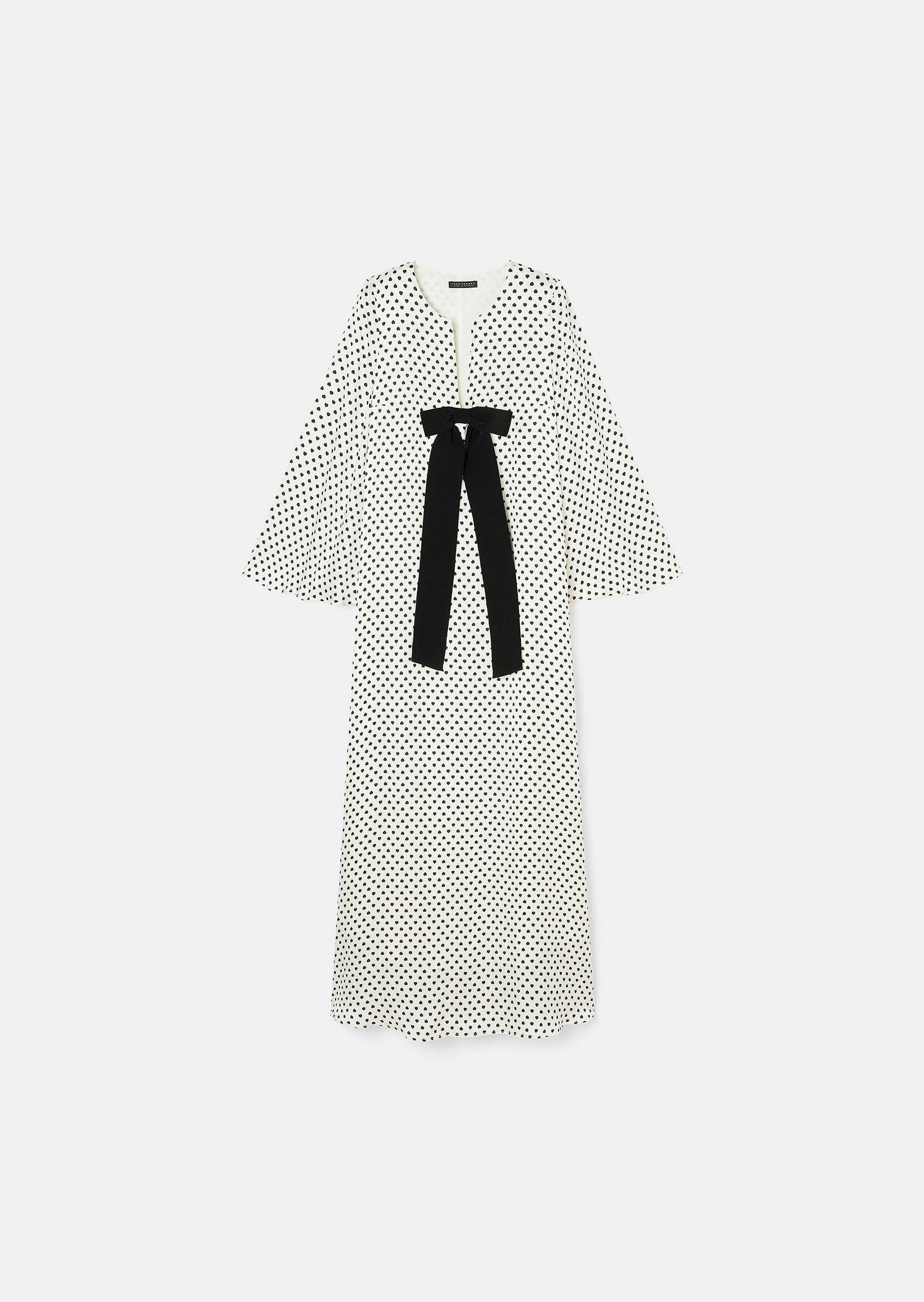 Roann ecru with black hearts print dress by Tara Jarmon Lebanon
