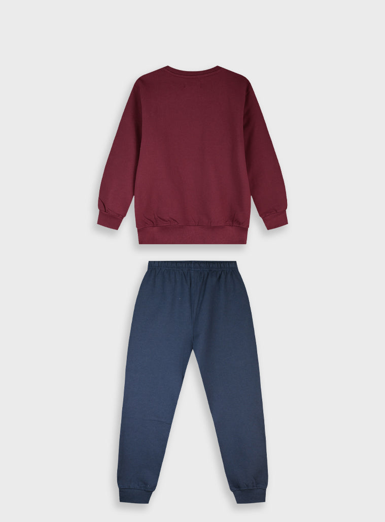 Cotton Blend Boy Tracksuit - Navy