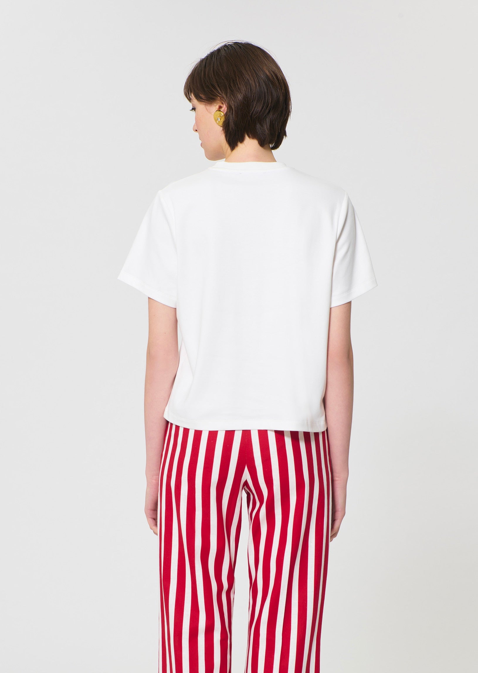T-shirt in white printed cotton