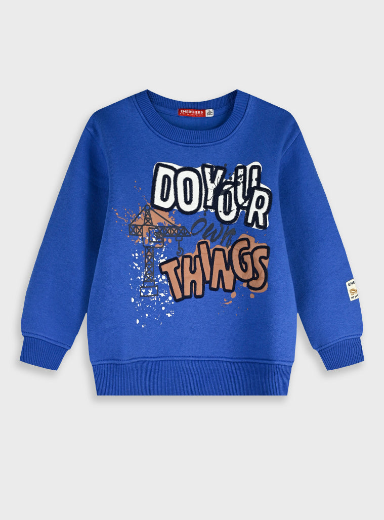 Cotton Blend Boy Blouse Sweatshirt - Royal Blue